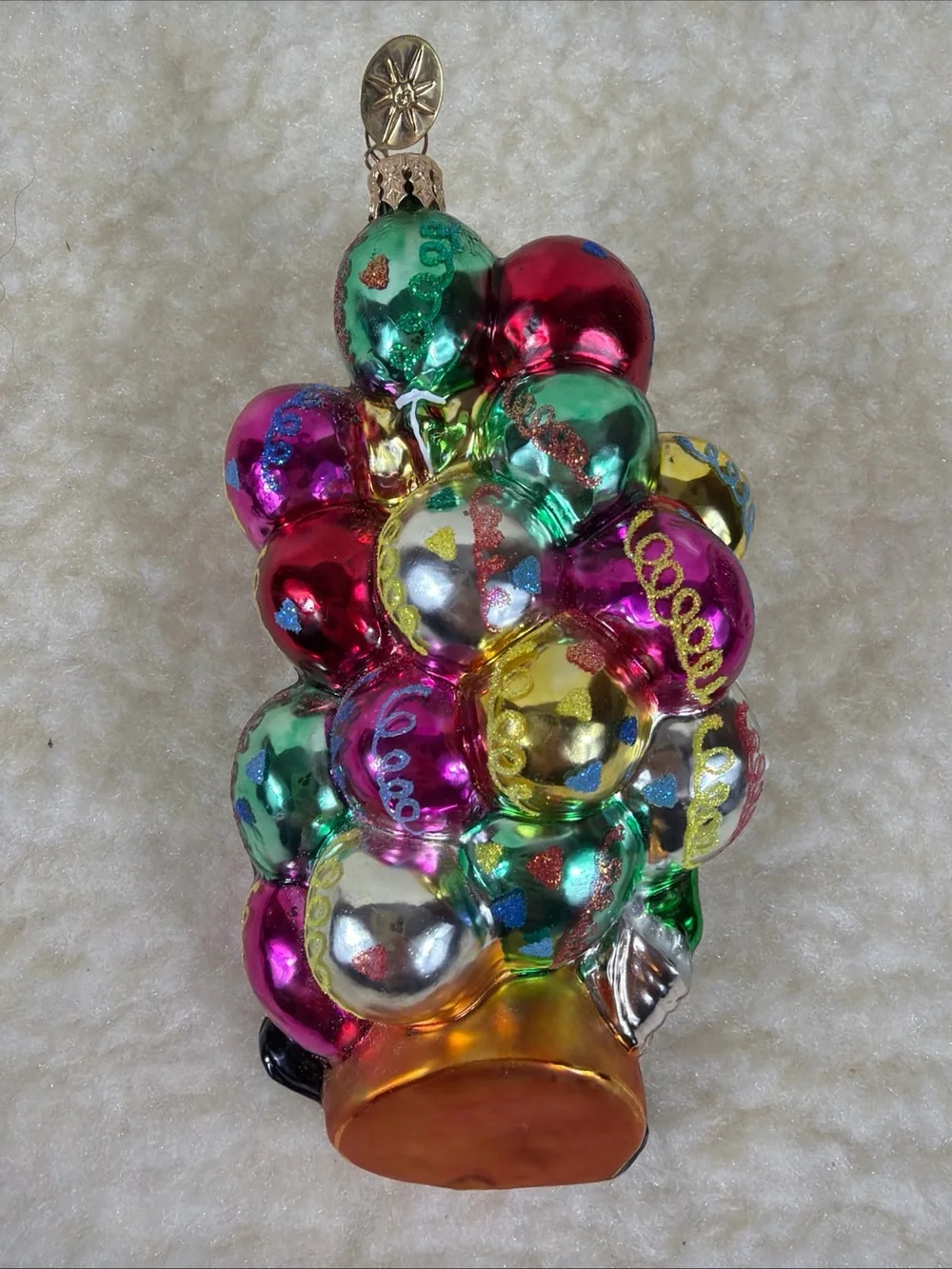 Vintage Christopher Radko New Year Clock Glass Ornament Time to Party 2002